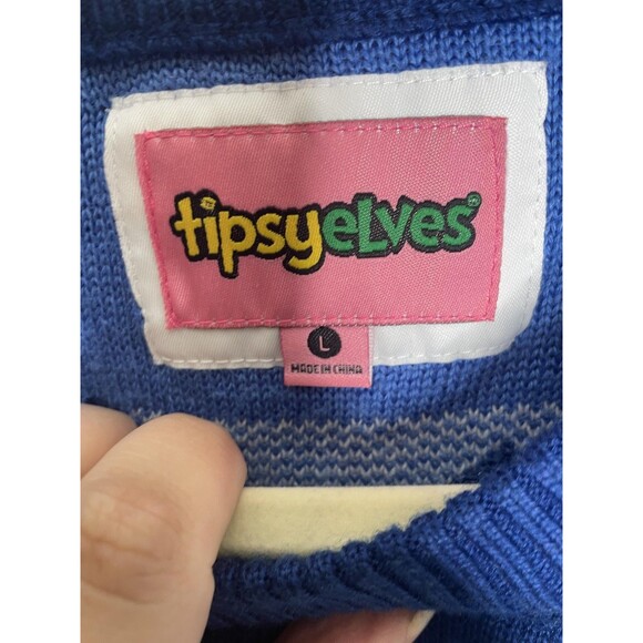 Tipsy Elves Sweater Mens Large Blue Bigfoot Sasquatch Christmas Ugly Holiday - Picture 5 of 9